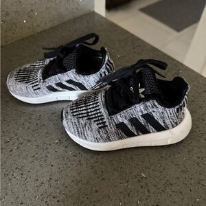 Adidas Kids Black and Gray Sneakers- Size 6K